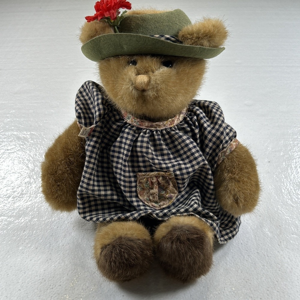 Vintage 1985 Gund BEARY TALES Lady MS TEDDY Bear 14" Soft Plush with Dress & Hat